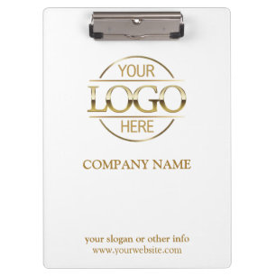 Minimalist Custom White Gold Company Business Logo Clipboard