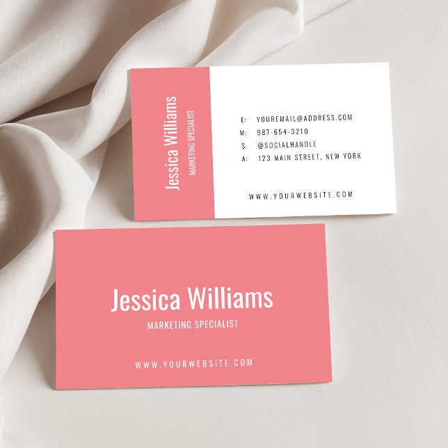 Minimalist Customisable Professional Pink Business Card (Creator Uploaded)