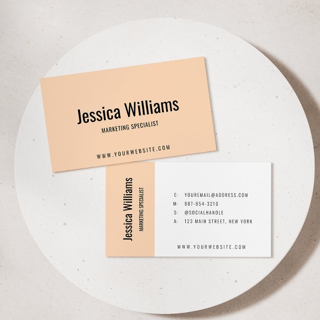 Minimalist Customisable Professional Soft Peach Business Card (Creator Uploaded)