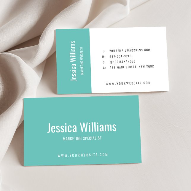 Minimalist Customisable Professional Teal Business Card (Creator Uploaded)