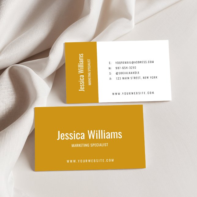 Minimalist Customised Professional Mustard Yellow Business Card (Creator Uploaded)