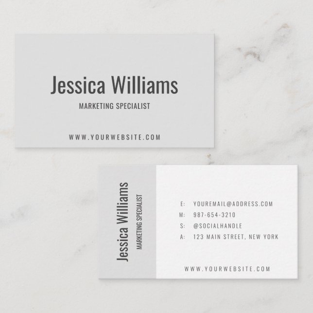 Minimalist Customizable Professional Gray Business Card (Front/Back)