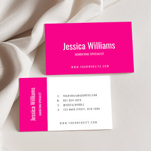 Minimalist Customizable Professional Hot Pink Business Card