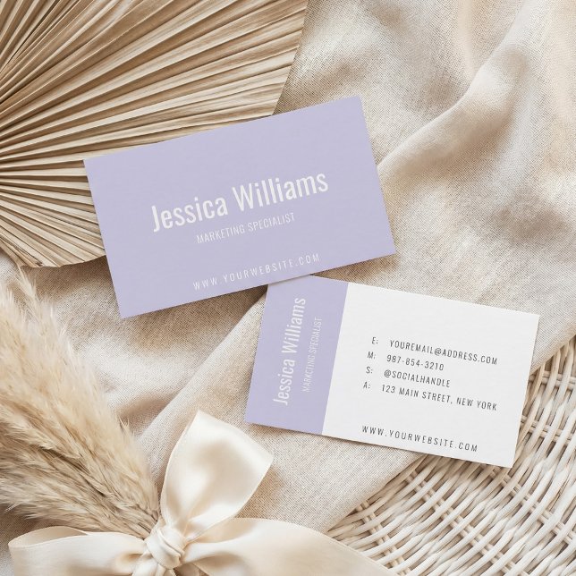 Minimalist Customizable Professional Lavender Business Card (Creator Uploaded)