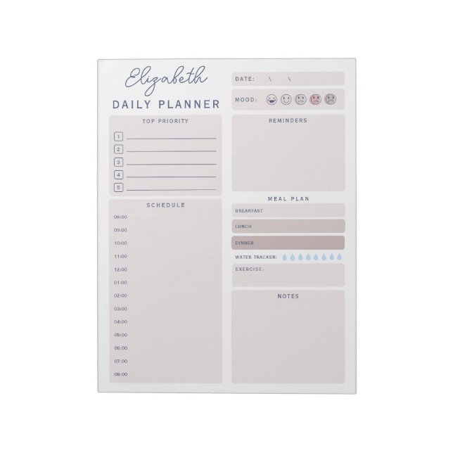 Minimalist Customizable To Do List Daily Planner Notepad (Rotated)