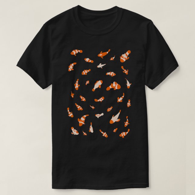 Minimalist Cute Aquarium Orange Clown Fish Pattern T-Shirt (Design Front)
