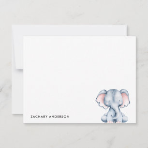 Minimalist Cute Baby Elephant Kids Personalised Card