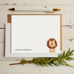 Minimalist Cute Baby Lion Kids Personalised Card