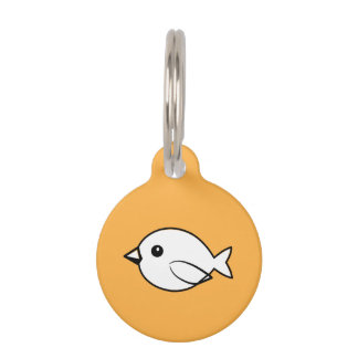 Minimalist Cute Bird Pet ID Tag Pastel Orange