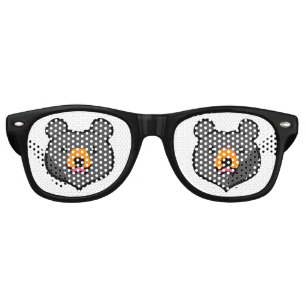 Minimalist Cute Black Bear Cartoon Retro Sunglasses