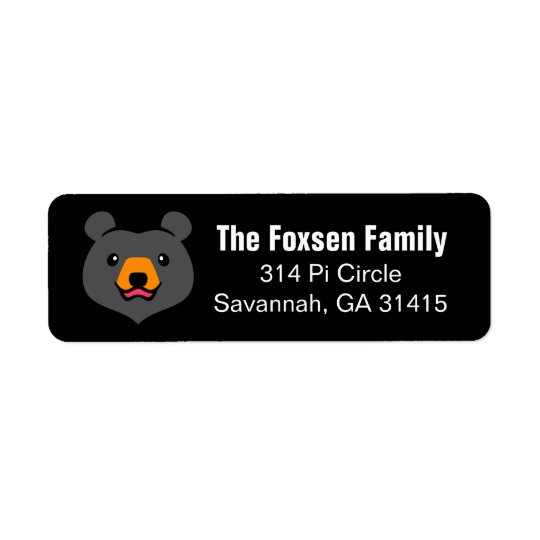 Minimalist Cute Black Bear Cartoon Return Address Label