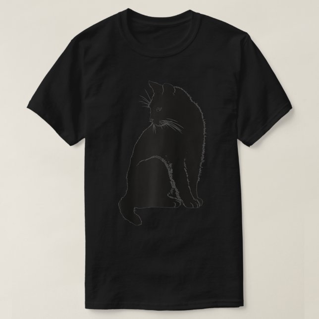 Minimalist Cute Black Cat Owner Feline Art Kitten  T-Shirt (Design Front)