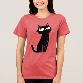 Minimalist Cute Black Cat Women’s T-Shirt Tri-Blend Shirt