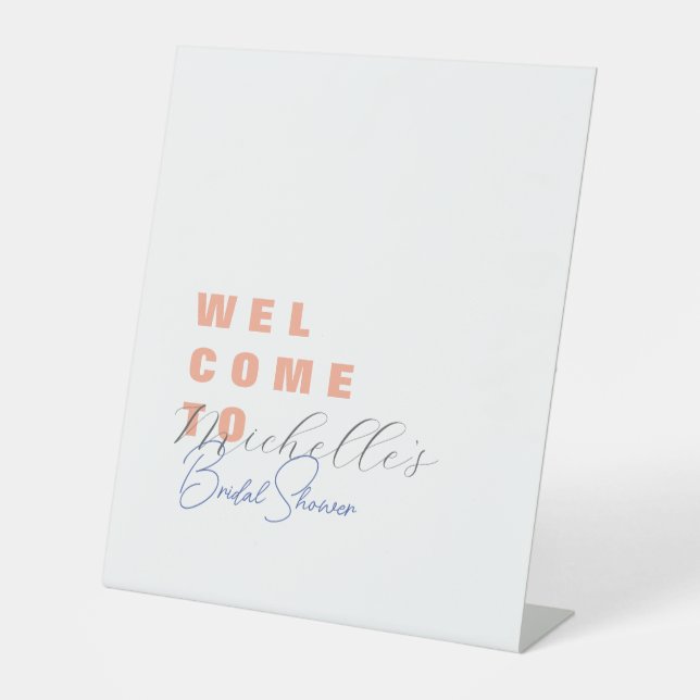 Minimalist Cute Bridal Shower  Pedestal Sign (Front)