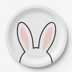 Minimalist Cute Bunny Ears Easter Rabbit Paper Plate