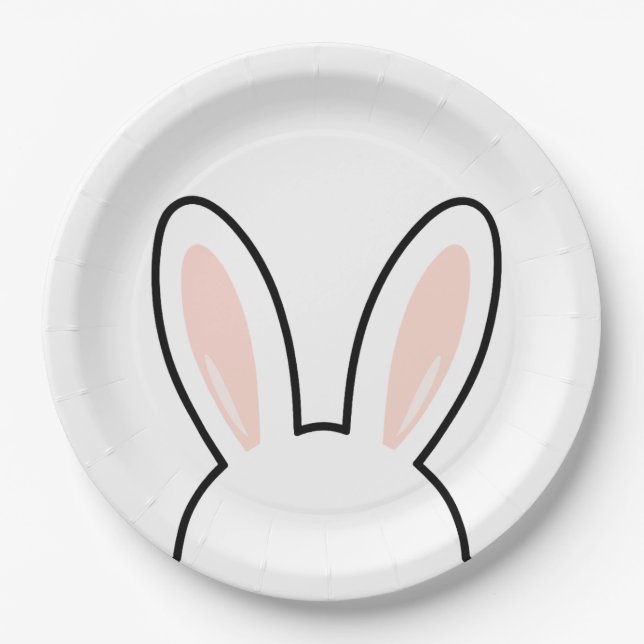 Minimalist Cute Bunny Ears Easter Rabbit Paper Plate (Front)