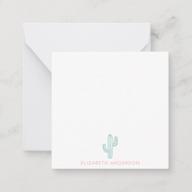 Minimalist Cute Cactus Feminine Personalised Card (Front)