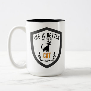 Minimalist Cute Cat Typography Cat Lover Gift Two-Tone Coffee Mug