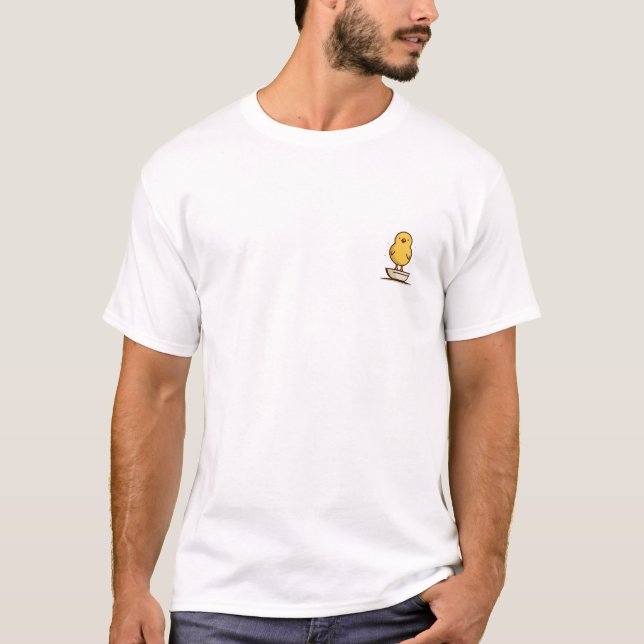 Minimalist Cute Chick Standing in an Eggshell T-Shirt (Front)