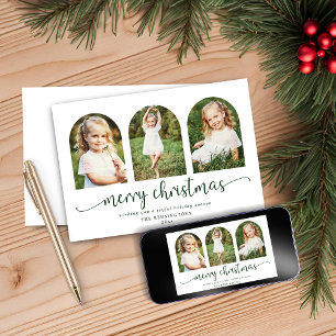 Minimalist Cute Christmas Trees Holiday 3 Photo Card