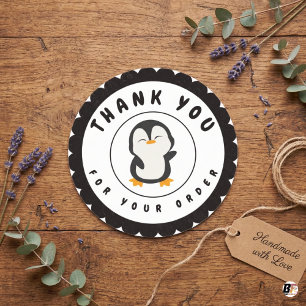 Minimalist Cute Colour Penguin Thank You For Order Classic Round Sticker