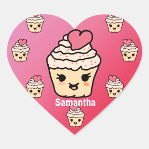 Minimalist Cute Cupcake with a Heart   Love  Sticker