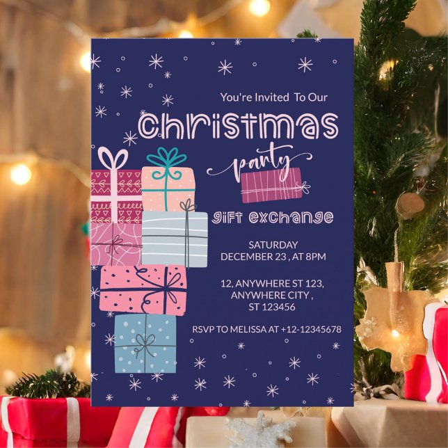 Minimalist Cute Festive Colourful Gift Exchange  Invitation (Creator Uploaded)