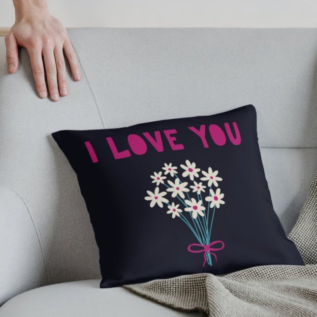 Minimalist Cute Flowers I love You Mothers Day  Cushion (Creator Uploaded)