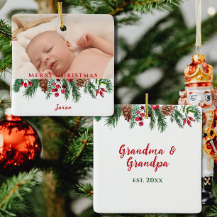 Minimalist Cute Grandma and Grandpa Ornament