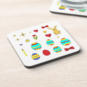 Minimalist Cute Happy Easter cartoon Coaster