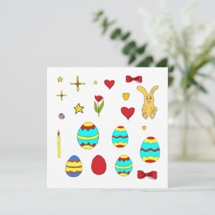 Minimalist Cute  Happy Easter cartoon   Invitation
