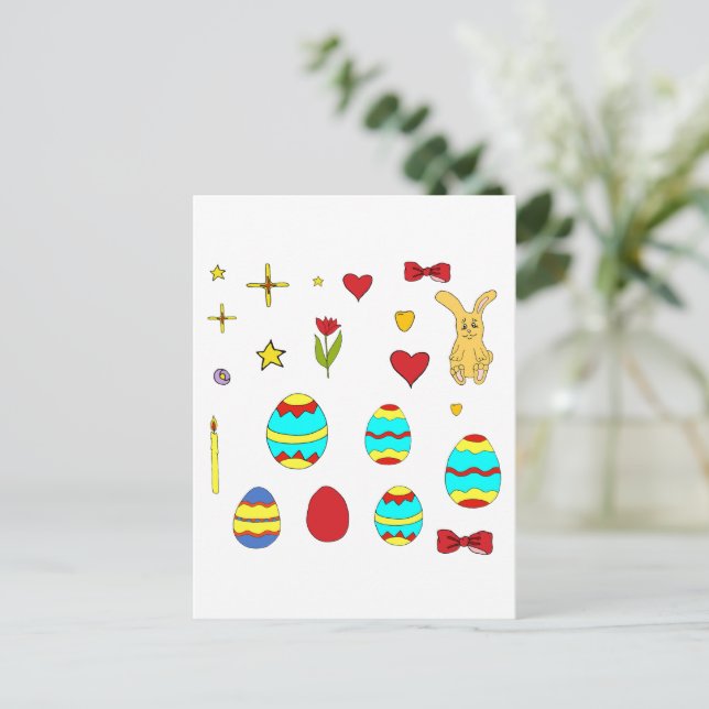 Minimalist Cute  Happy Easter cartoon  Postcard (Standing Front)