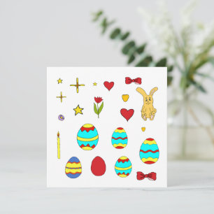 Minimalist Cute  Happy Easter cartoon   Thank You Card