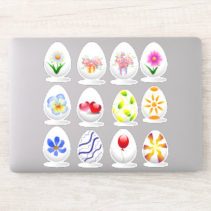 Minimalist Cute  Happy Easter flowers cartoon