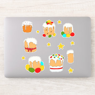 Minimalist Cute  Happy Easter flowers cartoon Stic