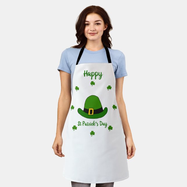Minimalist  Cute Happy St Patrick's Day     Apron (Worn)