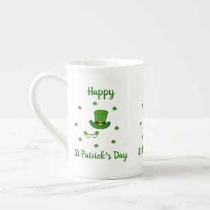 Minimalist Cute Happy St Patrick's Day Bone China Mug