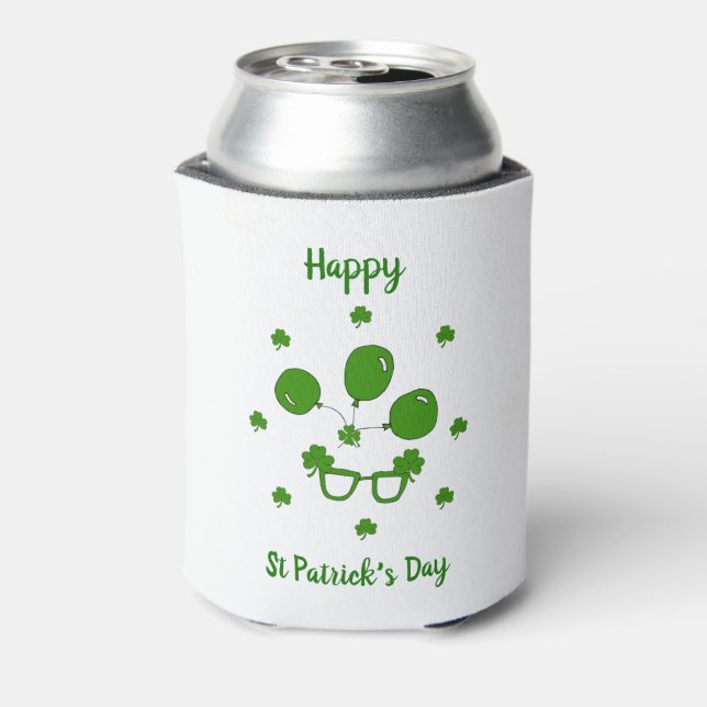 Minimalist  Cute Happy St Patrick's Day   Can Cooler (Can Back)