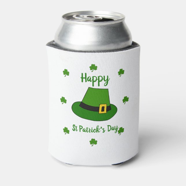 Minimalist  Cute Happy St Patrick's Day   Can Cooler (Can Back)
