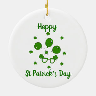 Minimalist  Cute Happy St Patrick's Day   Ceramic Ornament