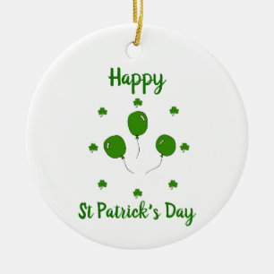 Minimalist Cute Happy St Patrick's Day Ceramic Ornament