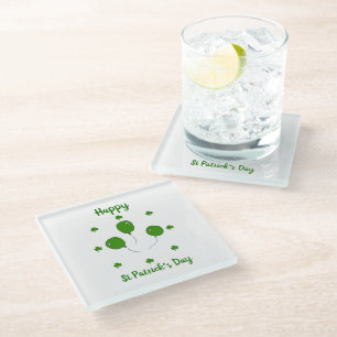 Minimalist Cute Happy St Patrick's Day Glass Coaster
