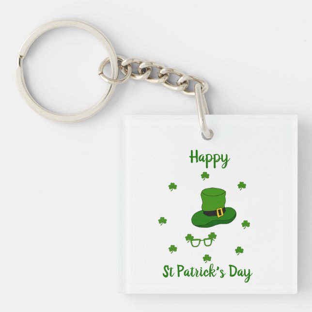 Minimalist  Cute Happy St Patrick's Day     Key Ring (Front)