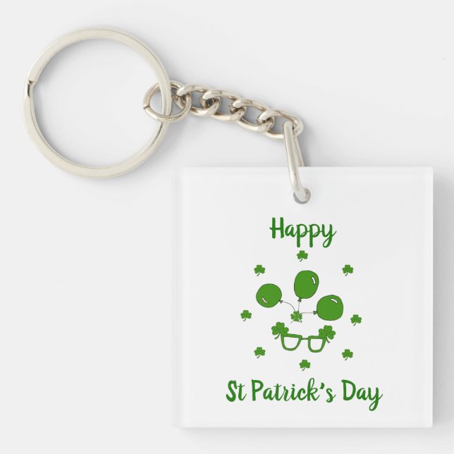 Minimalist  Cute Happy St Patrick's Day     Key Ring (Front)