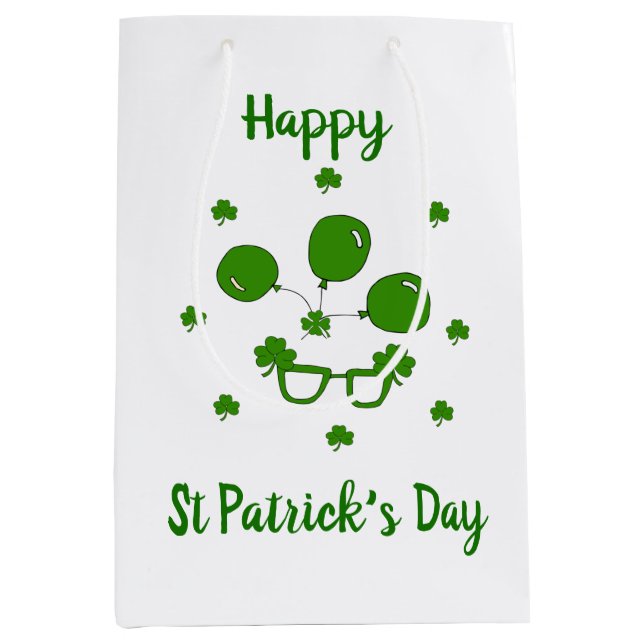 Minimalist  Cute Happy St Patrick's Day   Medium Gift Bag (Front)