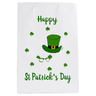 Minimalist Cute Happy St Patrick's Day Medium Gift Bag
