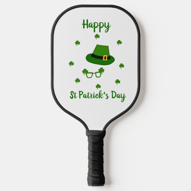 Minimalist  Cute Happy St Patrick's Day     Pickleball Paddle (Front)
