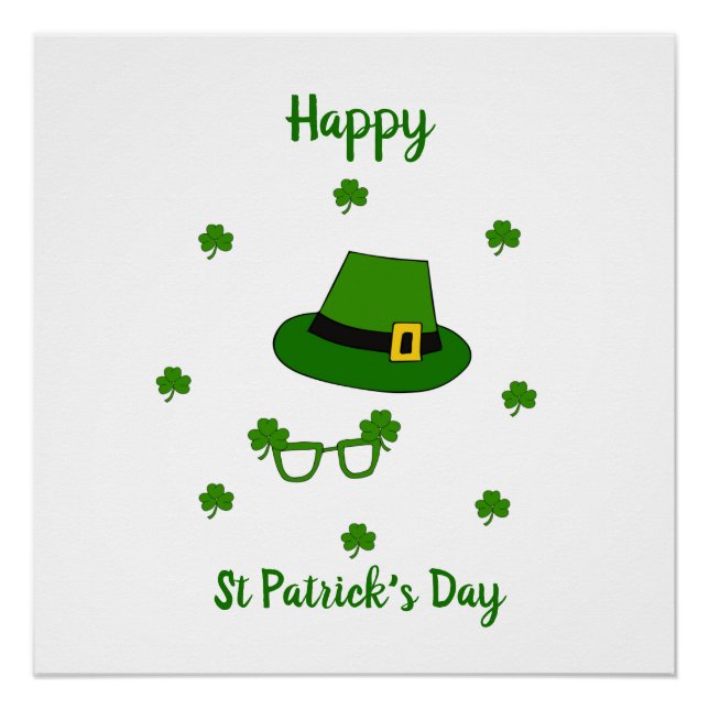 Minimalist  Cute Happy St Patrick's Day    Poster (Front)