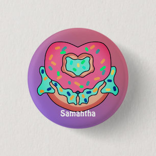 Minimalist Cute Heart Doughnut Love 3 Cm Round Badge
