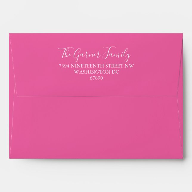 Minimalist Cute Hot Pink Matching Bat Mitzvah  Envelope (Back (Top Flap))